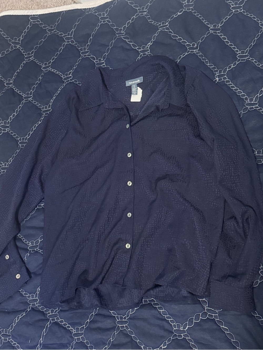 Modcloth Navy Textured Button-Down Shirt - Men's